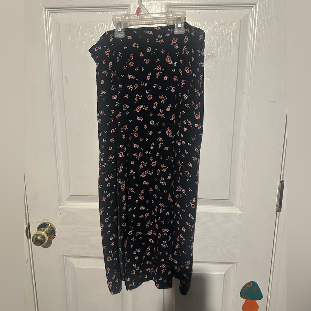 Love Stitch Black Floral Maxi Skirt